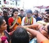 Nara Lokesh and Brahmani visits Ganganamma Temple in Tadepalli