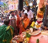 CM Revanth Reddy first puja at Khairatabad Ganesh
