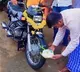 man celebrates bike birthday with cake in viral video