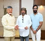 Mohan Bbau handed over Rs 25 lakhs cheque to AP CM Chandrababu