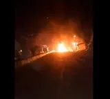 Diesel tanker burnts in Hyderabad Vijayawada Highway