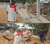 Unknown persons damage compound wall of Telangana folk artiste plot