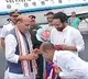 Bandi Sanjay touches Rajnath Singh feet