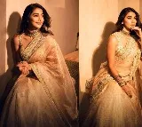 Pooja Hegde is Diwali ready in shimmery golden saree