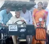 CM Chandrababu drives Road Roller