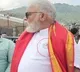 Ambati Rambabu with Sticker of YS Jagan in Tirumala