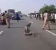 Aghori sit in protest at mangalagiri Highway