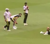 Rishabh Pant falls down laughing after Sarfaraz dropped catch