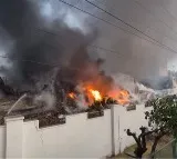 Three-story building collapses as fire rages in Hyderabad plastic factory