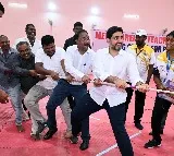 Chandrababu and Nara Lokesh Play 'Tug of War' at Bapatla High School: Photos Inside!