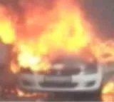fire breaks out in running car at tirumala