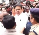 BRS Leaders Wearing Revanth Reddy, Adani T-Shirts Blocked by Police at Assembly