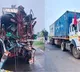a lorry rammed an army container containing explosives
