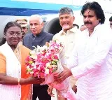 Chandrababu, Pawan Kalyan Welcome President Murmu