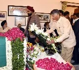 AP CM Chandrababu pays tributes to Manmohan Singh mortal remains in Delhi