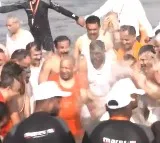 Yogi Adityanath and UP Cabinet Ministers Take Dip In Sangam