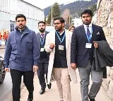 Nara Lokesh Walks to Congress Center in Davos Amid Traffic Snarl – Watch the Video