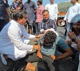 Minister Nadendla Manohar Displays Humanity, Provides First Aid to Road Accident Victim