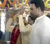 CM Chandrababu Offers Silk Robes to Goddess Kanyaka Parameswari