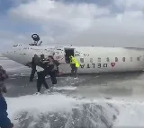 Plane flips on landing at airport in Canada