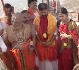 CM Revanth Reddy and His Wife Attend Maha Kumbhabhishekam at Yadadri