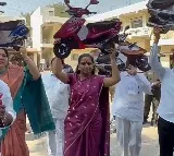 MLC Kalvakuntla Kavitha Protest At Legislative Council Regarding Free Scooty Promise