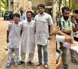 Aamir Khan poses with sons Junaid and Azad during Eid