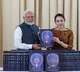 PM Modi presented with 80-volume World Tipitaka phonetic recitation by Thai counterpart