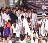 Telangana Congress leaders stage dharna at ED office in Hyderabad