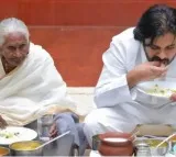 Pawan Kalyan Shares Lunch with 96 Year Old Fan