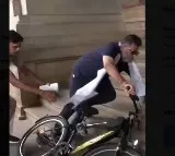 DK Shivakumar Falls Off Cycle Near Karnataka Assembly