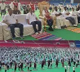 Yoga Day Celebrations Held at Gachibowli with State Officials