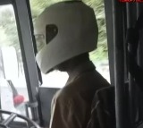 Kerala Bus Driver Shibu Thomas Wears Helmet During National Strike