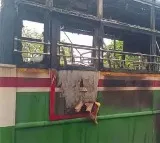 RTC Bus Set Ablaze in Miryalaguda