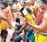 Arulmigu Srimahalakshmi Temple Strange Ritual Coconut Breaking on Head in TN