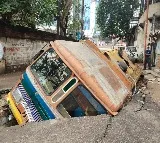 Road Collapses in Banjara Hills Tanker Submerged
