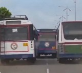 RTC Drivers Road Racing on Karimnagar Highway