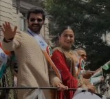 Vijay Deverakonda and Rashmika Shine at India Day Parade