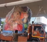 Ganesh Idol Stuck Under Panjagutta Flyover Causes Traffic Jam