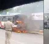RTC Bus Catches Fire in Mehdipatnam Hyderabad