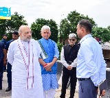 Amit Shah visits Jammu’s Tawi Bridge, Bikram Chowk to assess flood damage
