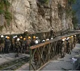 Indian Army Builds 150 Foot Bridge in Ramban