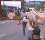 Coconut Load Truck Accident in Suryapet Locals Loot Coconuts