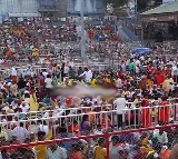 Tirumala Garuda Seva Throngs of Devotees Gather This Evening