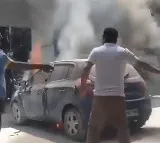 Hyderabad Car Fire Averted at Petrol Bunk in Panjagutta