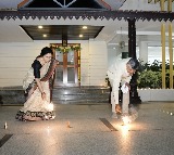 Andhra CM Chandrababu Naidu celebrates Diwali with wife