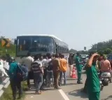 RTC Bus crashes into divider near Hyderabad