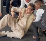 Jeetendra slips and falls on the ground at Zarine Khan's prayer meet