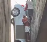 Kerala Bridge Accident Car Dangles From Under Construction Bridge