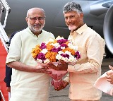 Vice President Radhakrishnan welcomed by CM Chandrababu in Puttaparthi